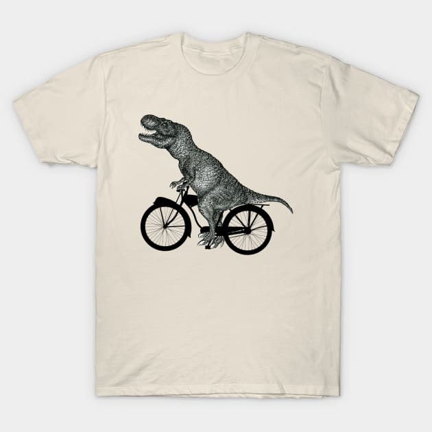 Bike and t rex dinosaur silhouettes T-Shirt by Collagedream